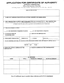 Application For Certificate Of Authority Form - Foreign Corporation