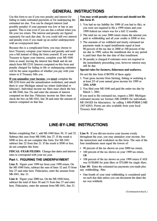 Instructions For Form Mi-1040 Printable pdf