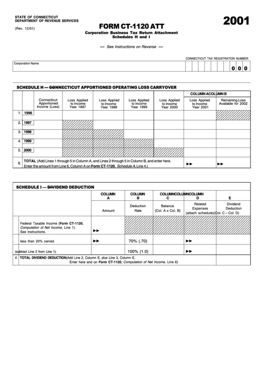 Form Ct-1120 Att - Corporation Business Tax Return Schedules Printable pdf