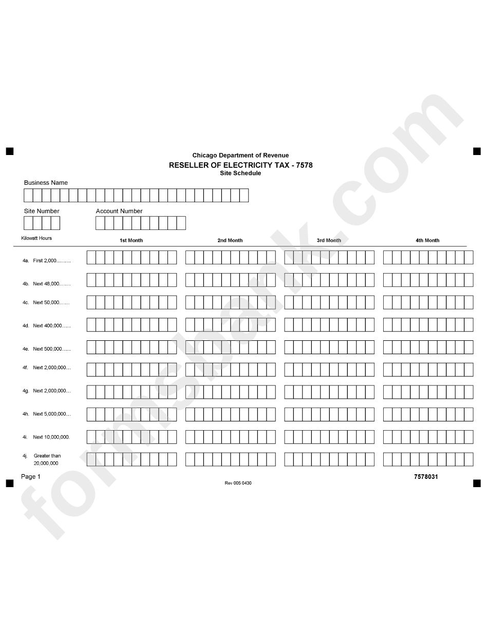 Reseller Of Electricity Tax Schedule Sheet