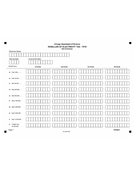 Reseller Of Electricity Tax Schedule Sheet Printable pdf