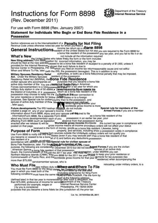 Instructions For Form 8898 Printable pdf