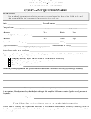 Complaint Questionnaire Form - Arizona Department Of Insurance