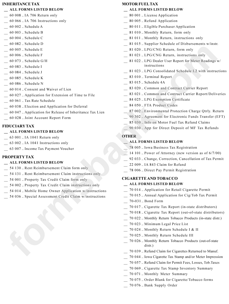 Registration For Substitute Forms Approval - Iowa Department Of Revenue And Finance - 2000