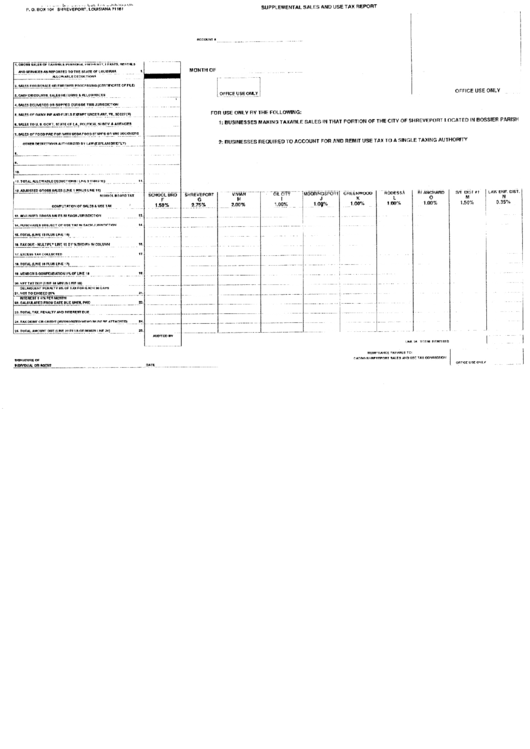 Supplemental Sales And Use Tax Report - Form Printable pdf