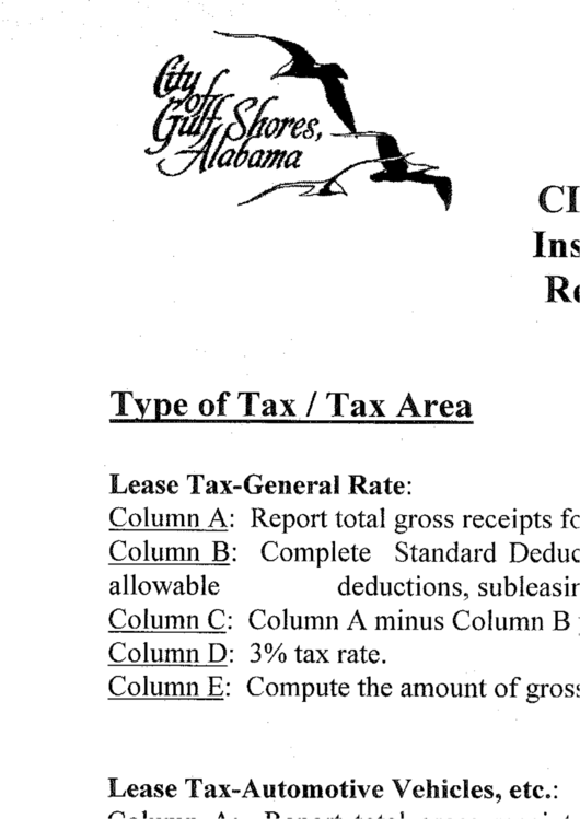 Instructions For Completing Rental - Lease Tax Return Sheet