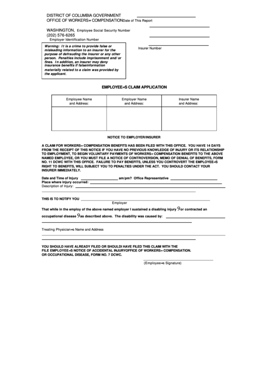 Form 7a Dcwc - Employee