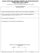 Application For Amended Certificate Of Registration Form