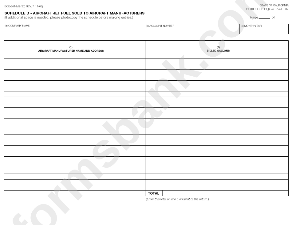 Form Boe-501-Mj - Aircraft Jet Fuel Dealer Tax Return - State Of California