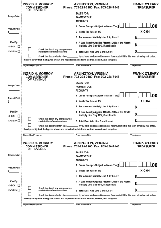Commissioner Of Revenue - Form Printable pdf