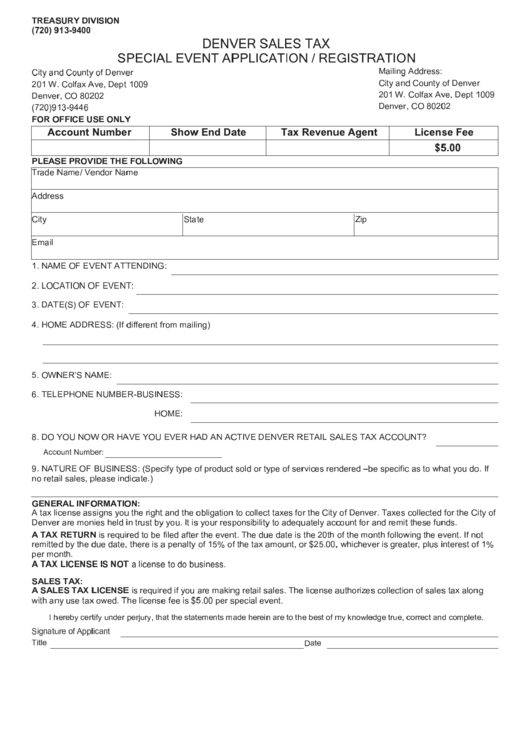 Special Event Application/registration Form Printable pdf