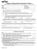 Form Mw 507 - Employee's Maryland Withholding Exemption Certificate Form
