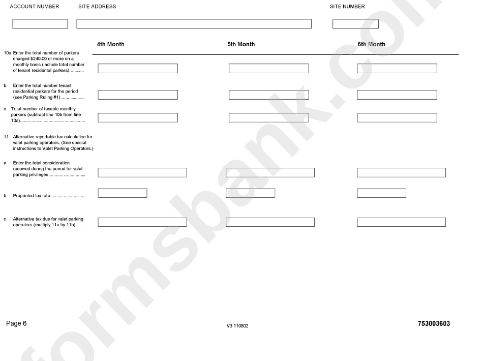 Form 7530 - Parking Lot And Garage Operations Tax Form - Chicago Department Of Revenue - Illinois