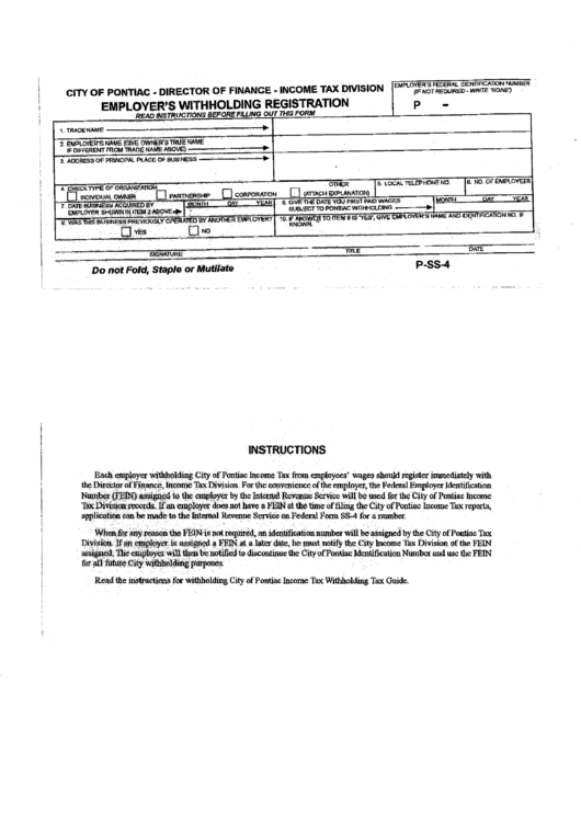 Form P-Ss-4 - Employer