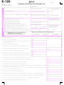 Fillable Form K-120 - Kansas Corporation Income Tax - 2014 Printable pdf
