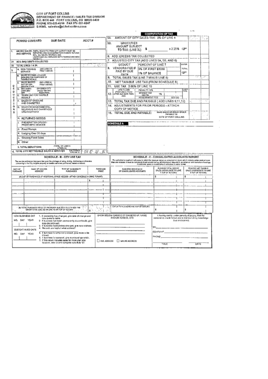 City Sales And Use Tax Form - City Of Fort Collins Printable pdf