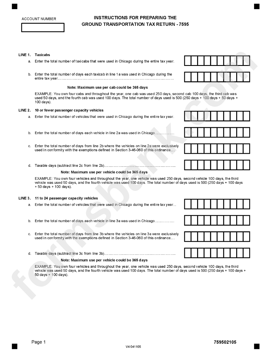 Form 75-95 - Ground Transportation Tax - City Of Chicago Department Of Revenue