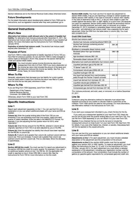 Form 720x - Instructions Printable pdf