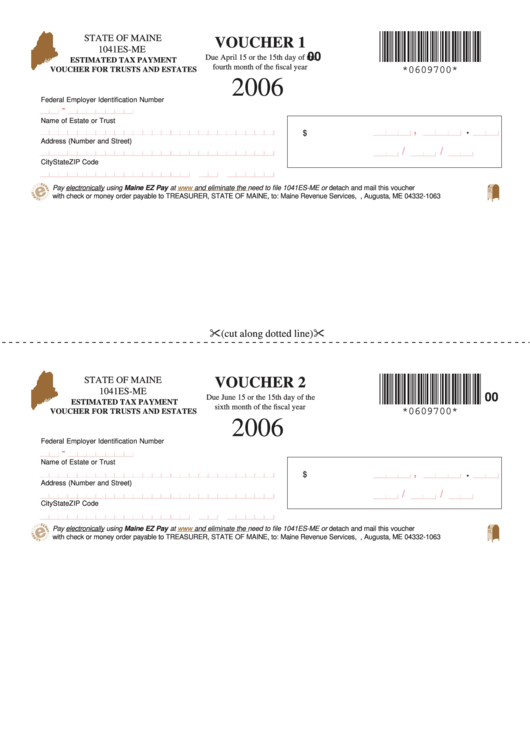Form 1041es-Me - Voucher For Trusts And Estates 2006 Printable pdf