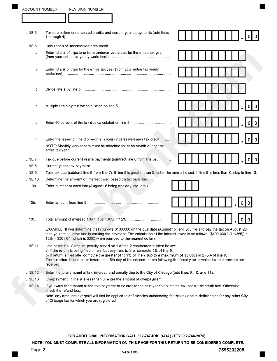 Form 7595us - Ground Transportation Tax - City Of Chicago Department Of Revenue