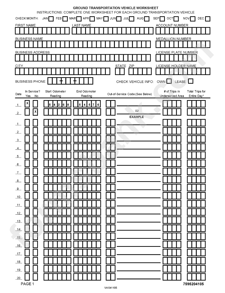 Form 7595us - Ground Transportation Tax - City Of Chicago Department Of Revenue