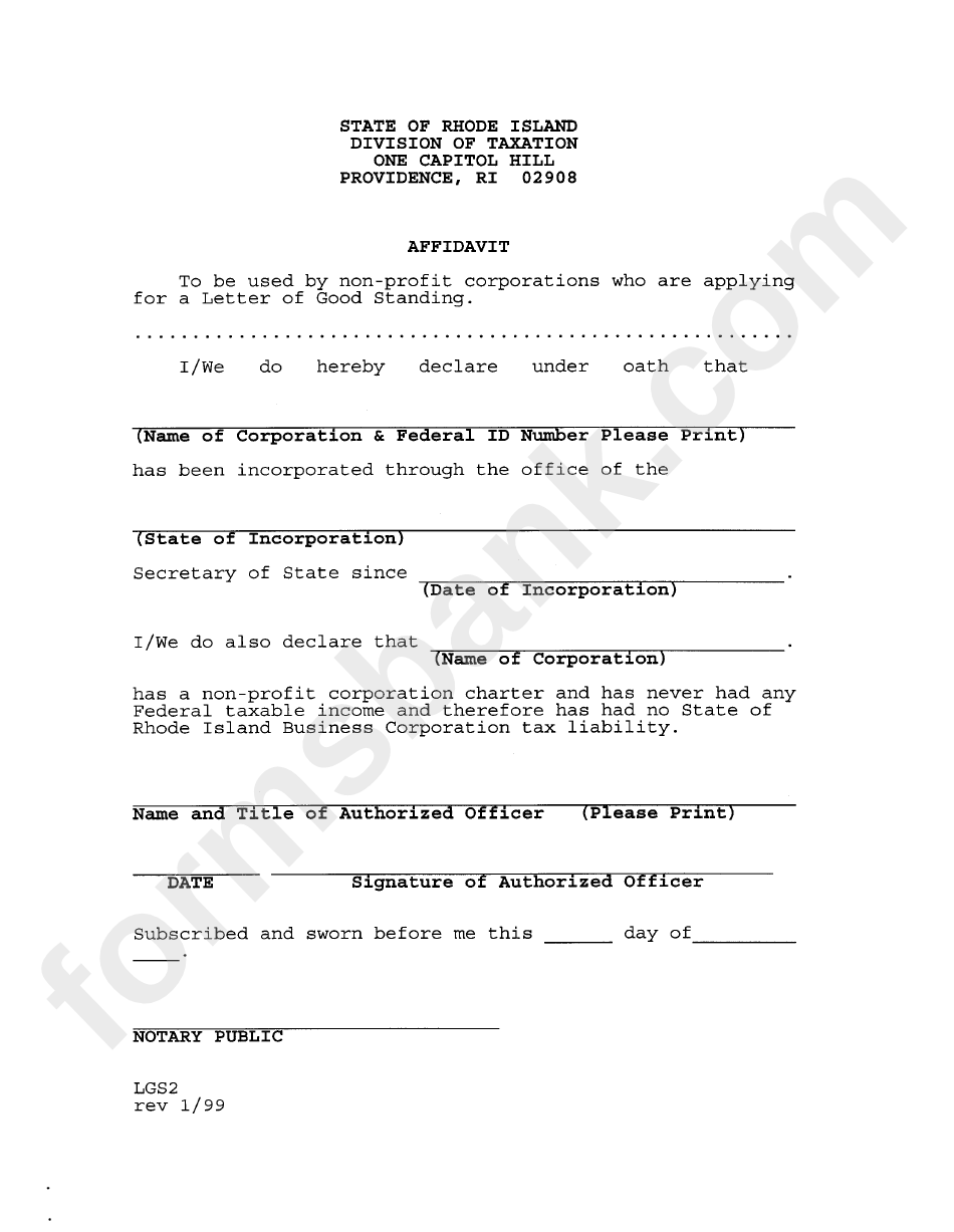 Form Lgs2 - Affidavit January 1999