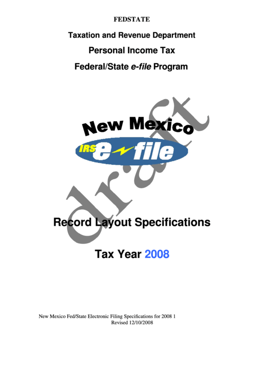 Personal Income Tax 2008 Sheet - New Mexico Taxation And Revenue Department Printable pdf