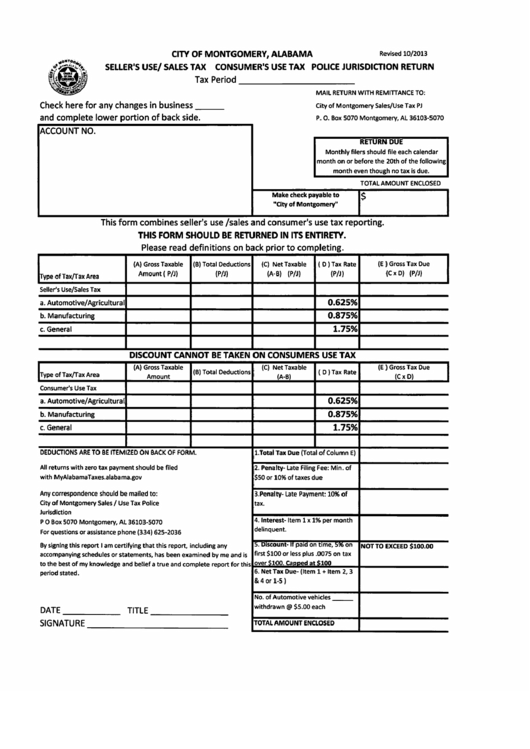 Seller'S Use/ Sales Tax Consumer'S Use Tax Police Jurisdiction Return