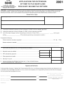 Form 504e - Application For Extension Of Time To File Maryland Fiduciary Income Tax Return - 2001
