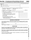 Form Ri-8736 - Application For Automatic Extension Of Time To File R.i. Partnership Or R.i. Fiduciary Income Tax 2000