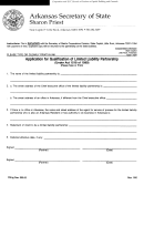 Application For Qualification Of Limited Liability Partnership Form Arkansas - Secretary Of State
