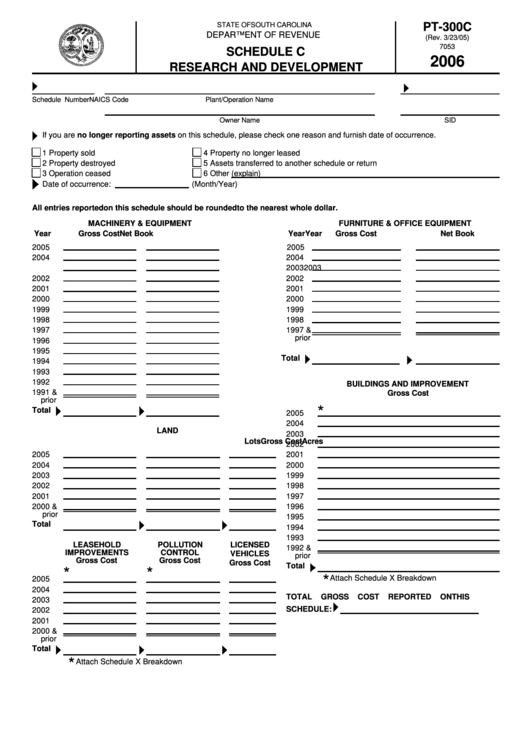 Form Pt-300c - Schedule C Research And Development Printable pdf