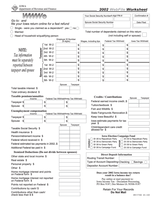 Tax Return Form Iowa State printable pdf download