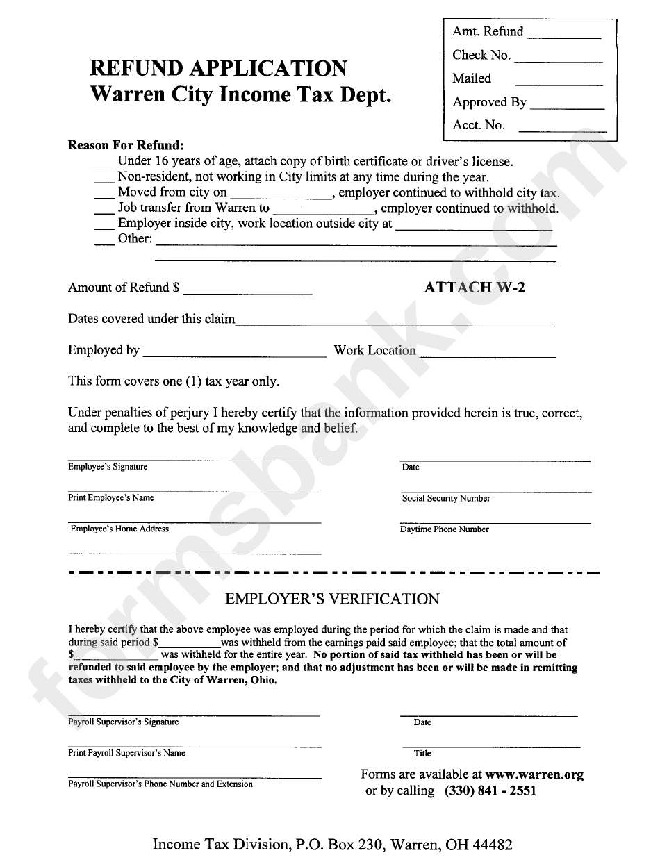 Refund Application Form Printable Pdf Download 2368