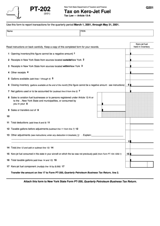 Fillable Form Pt-202 - Tax On Kero-Jet Fuel Printable pdf