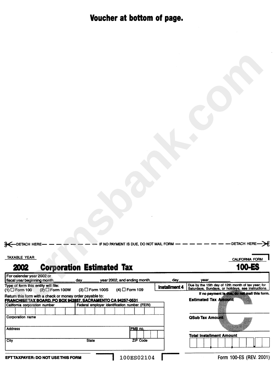 Form 100-Es - Corporation Estimated Tax