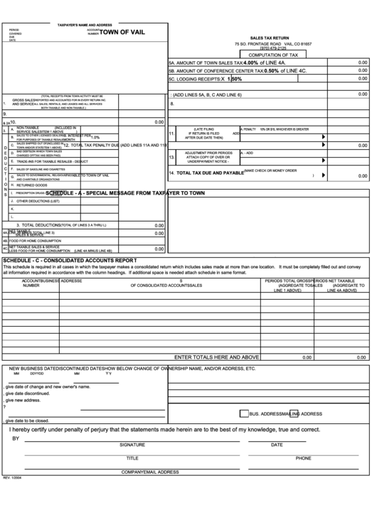 Fillable Sales Tax Return Form January 2004 Printable pdf