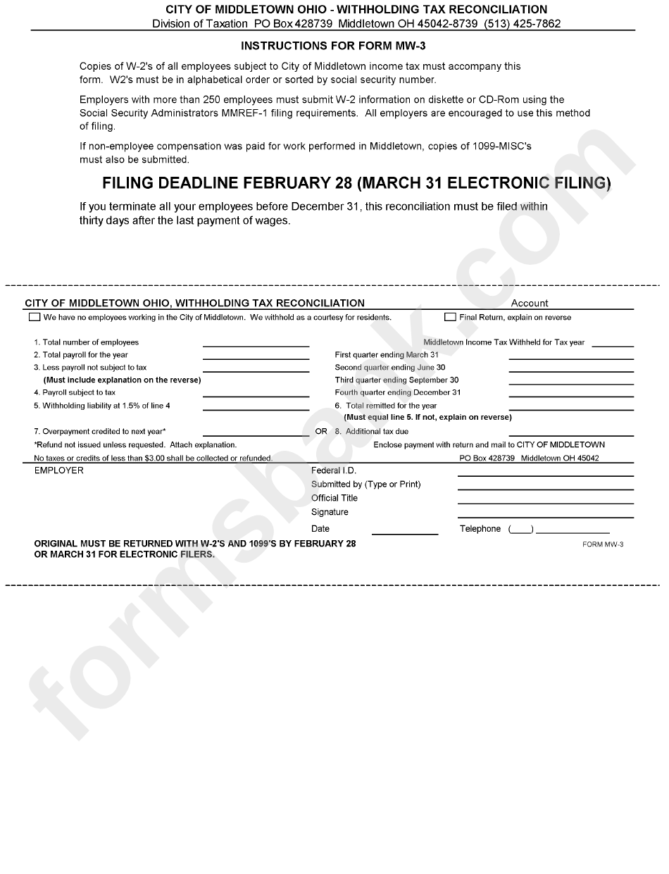 Withholding Tax Reconciliation Form