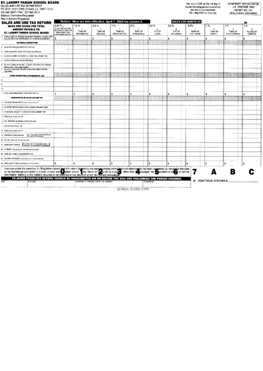 Sales And Use Tax Return Form Printable pdf