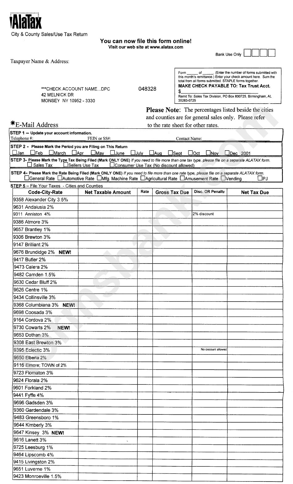 City & County Sales/use Tax Return Form
