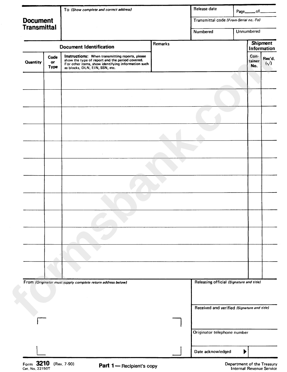Form 3210 - Document Transmittal Form