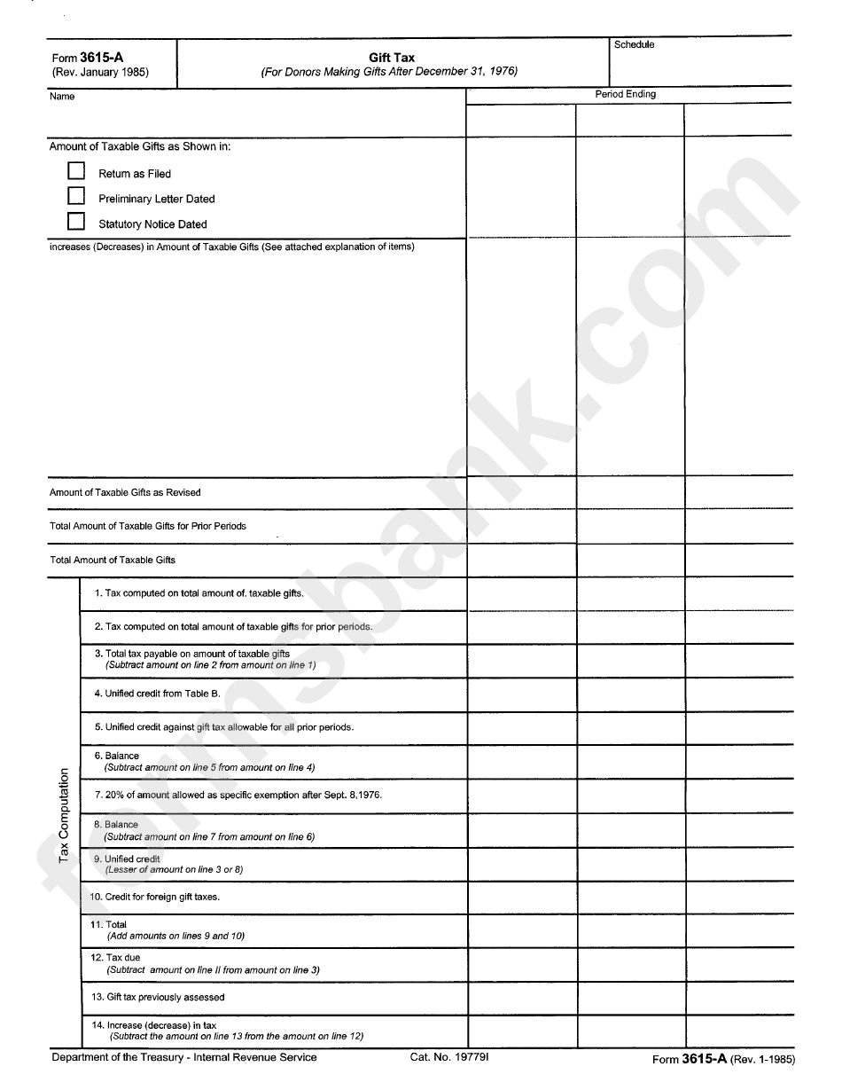 Form 3615-A - Gift Tax Form