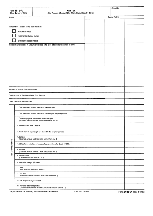 Form 3615-A - Gift Tax Form Printable pdf