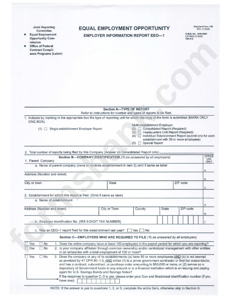 Standard Form 100 - Employer Information Report - 2006