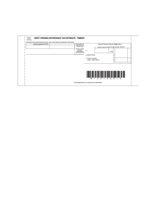 Form Wv/sev- 400t - West Virginia Severance Tax Estimate - Timber Printable pdf