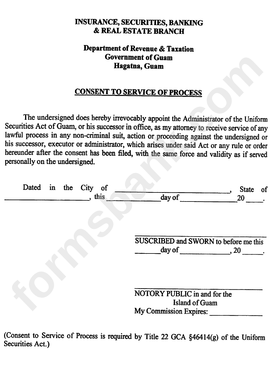 Consent To Service Of Process Form