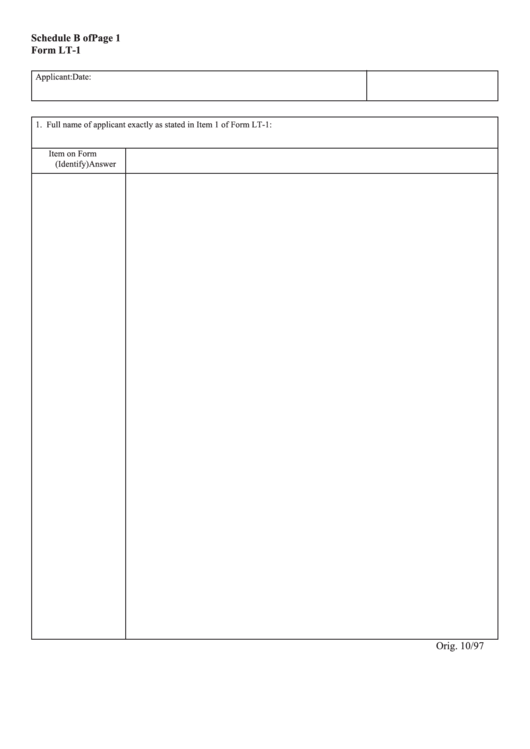 Schedule B Of Form Lt-1 - 1997 Printable pdf