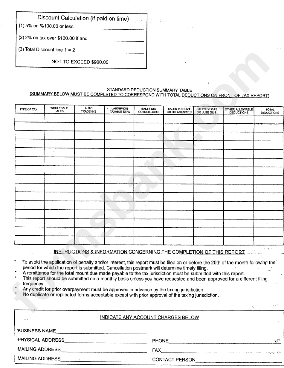 Sales And Use Tax Report Template