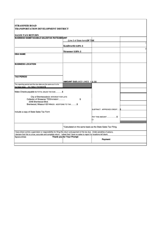 Sales Tax Return Form Printable pdf
