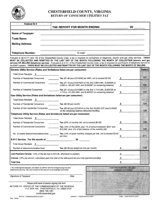 Tax Report For Month Ending Form - 2002 Printable pdf
